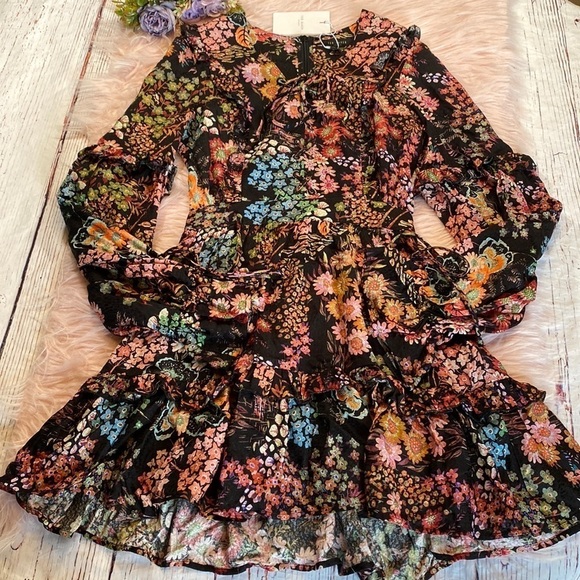 NWT Ted Baker Hendria Floral Mini Dress with Ruffle Details sz 0 - Picture 2 of 16
